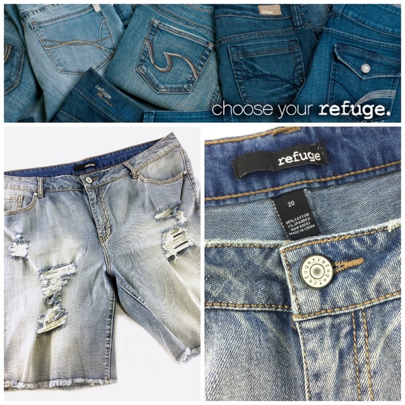 refuge Pants - Refuge Destroyed Denim Boyfriend Shorts Plus Sz 20